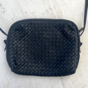 Vintage Ganson Navy Leather Woven Adjustable Purse Bottega Veneta Vibe